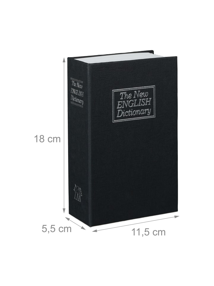 relaxdays Buchtresor in Schwarz - (B)11,5 x (H)18 x(T)5,5 cm günstig kaufen onesize