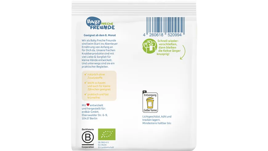 Freche Freunde Bio Babykekse Dinkel & Banane 100 g