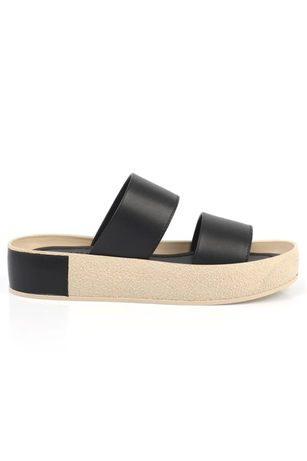 Capone Outfitters  Capone doppelgestreifte, farbenfrohe, detaillierte Damenhausschuhe mit Keilabsatz in Schwarz