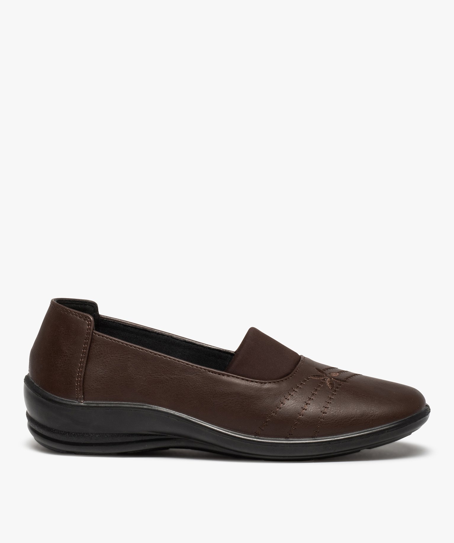 Mocassins femme confort extralégers à tige unie marron | GEMO