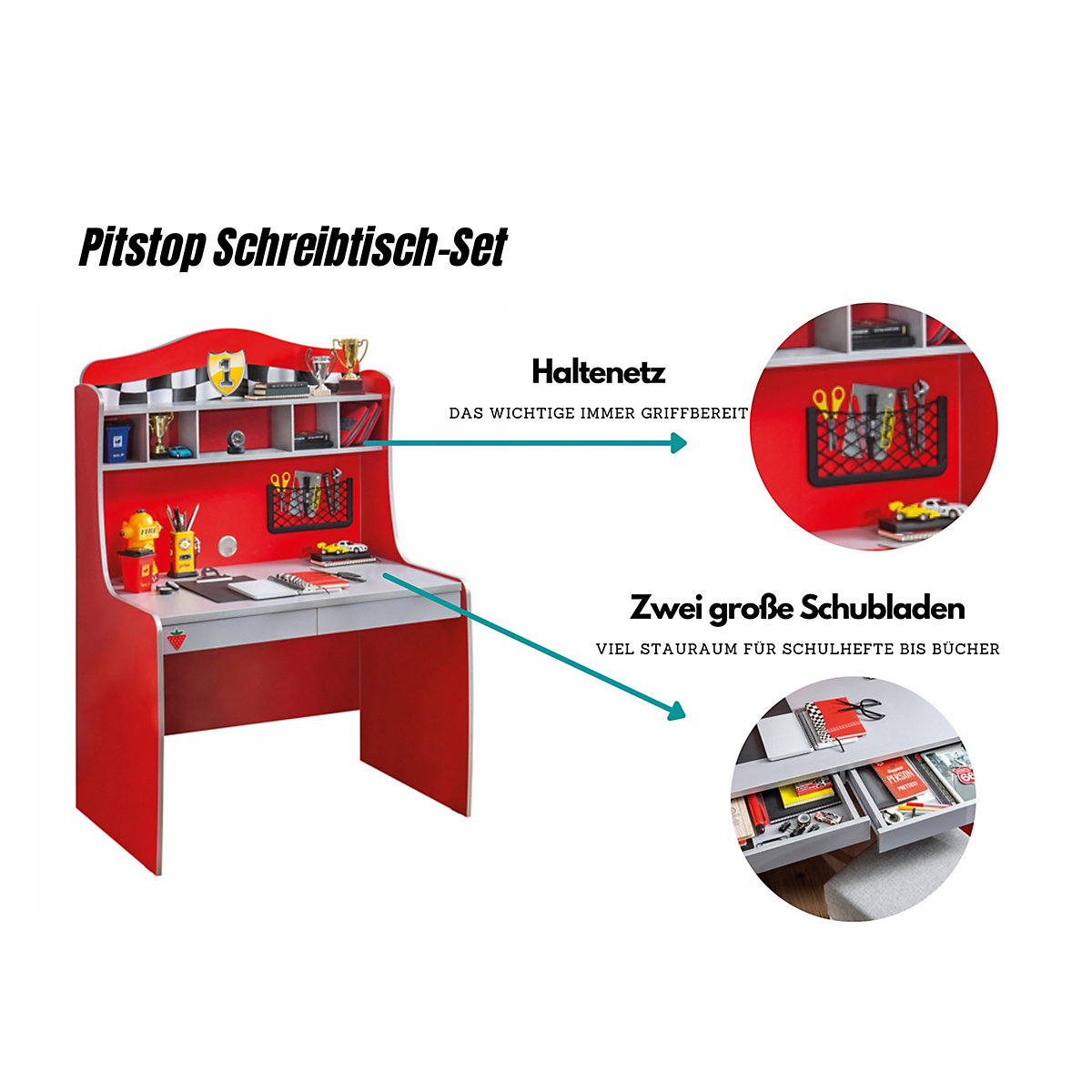 Kinderzimmer 3-teilig mit Autobett Single