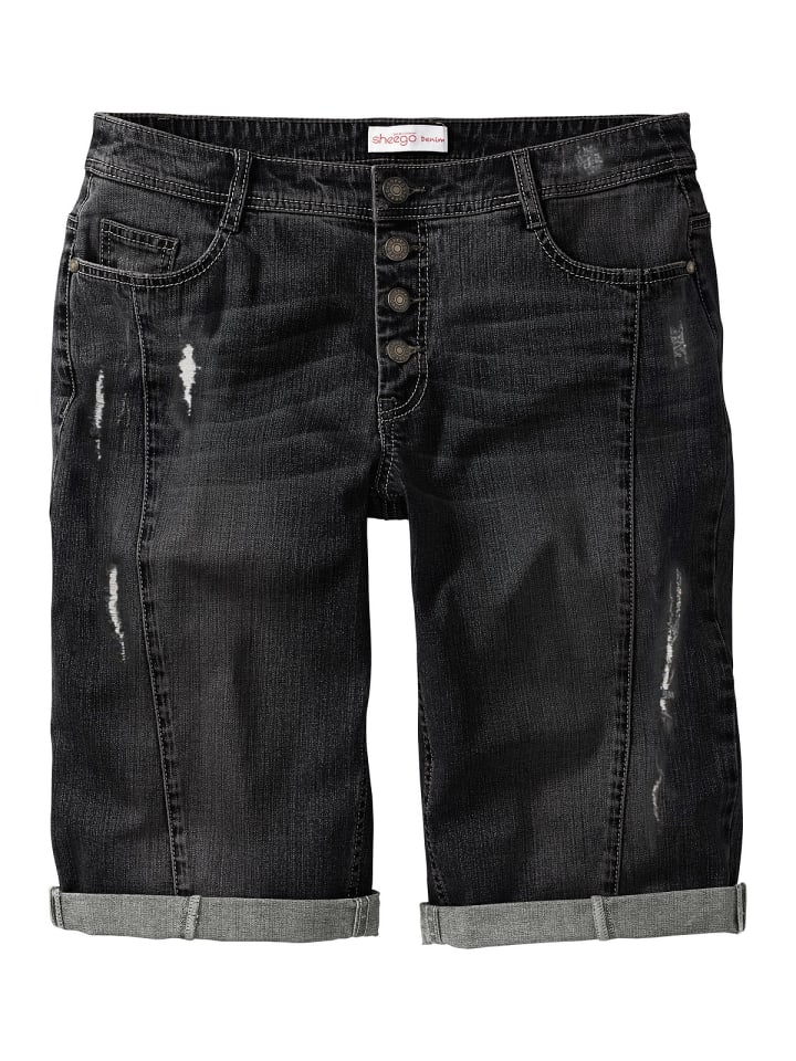sheego Jeans-Bermudas in black used Denim günstig kaufen