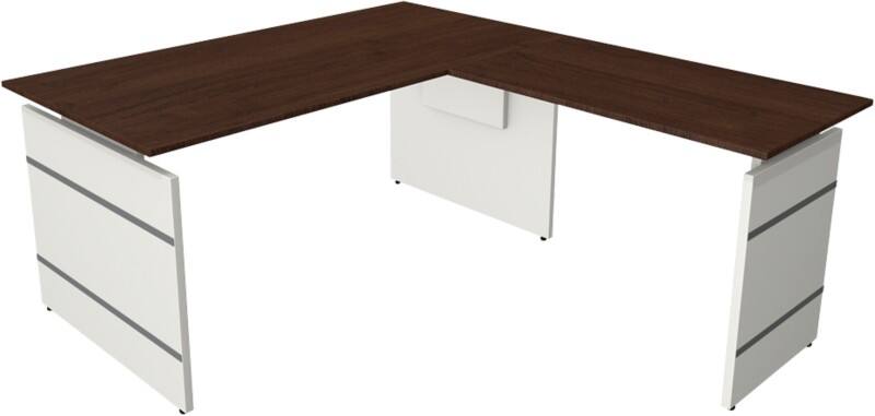 Kerkmann Form 4 Höhenverstellbar Sitz-Stehschreibtisch L-förmig Wenge Weiß 1.600 x 1.800 x 760 mm