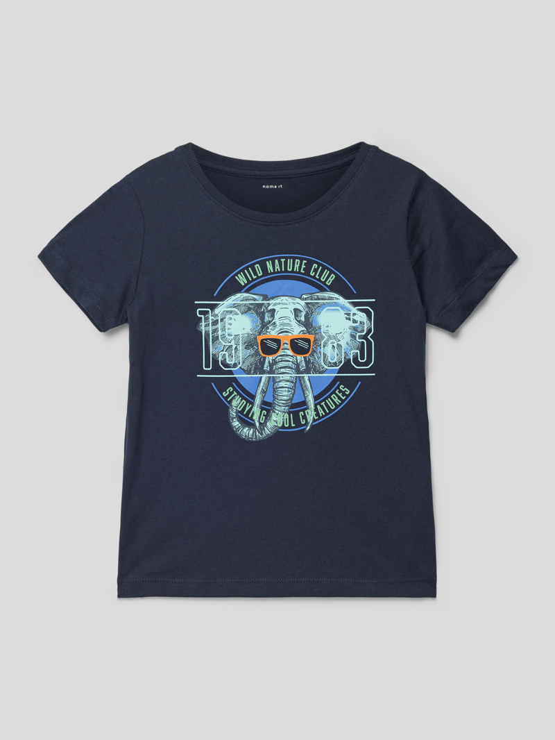 T-Shirt mit Motiv-Print in marineblau