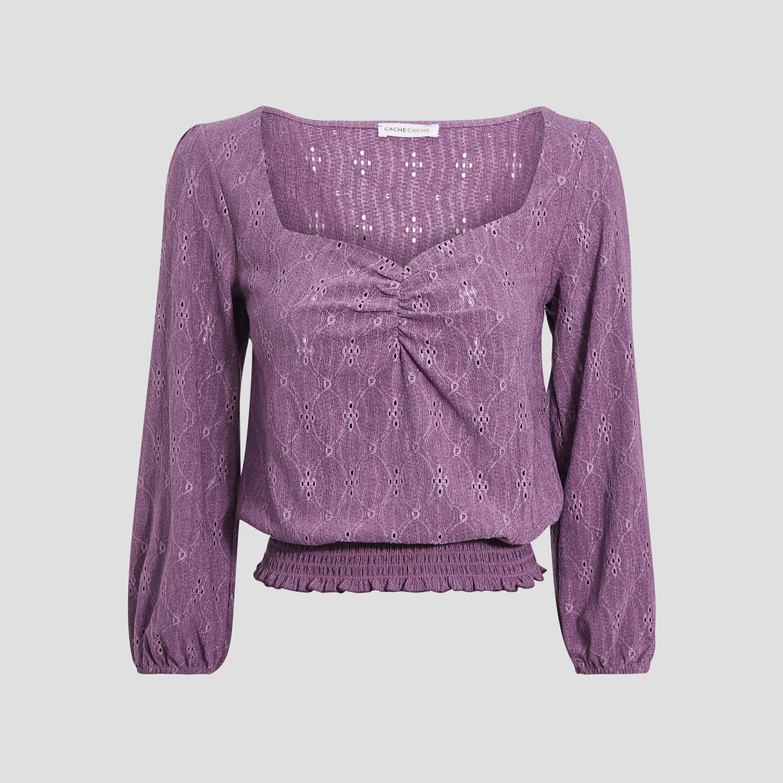 T-shirt manches longues violet femme | Cache Cache