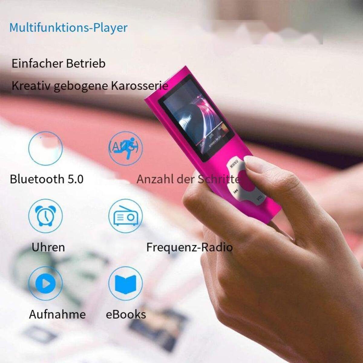 Devenirriche MP3-Player mit Bluetooth, Full Touchscreen MP3-Player MP3-Player