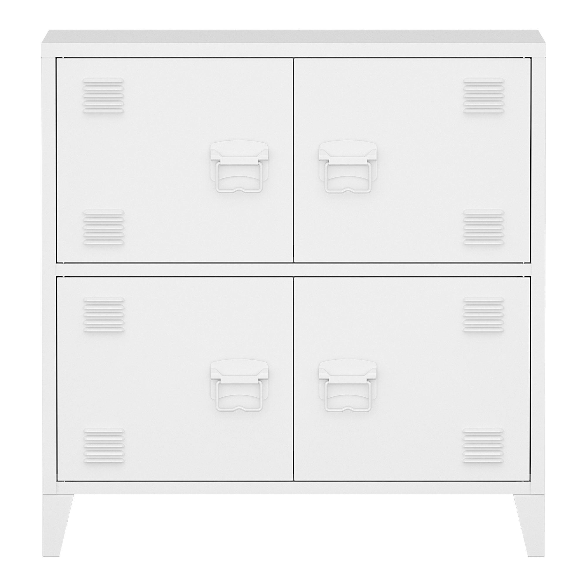 en.casa Mehrzweckschrank Hamina Büroschrank mit 4 Türen 80x40x82 cm Weiß