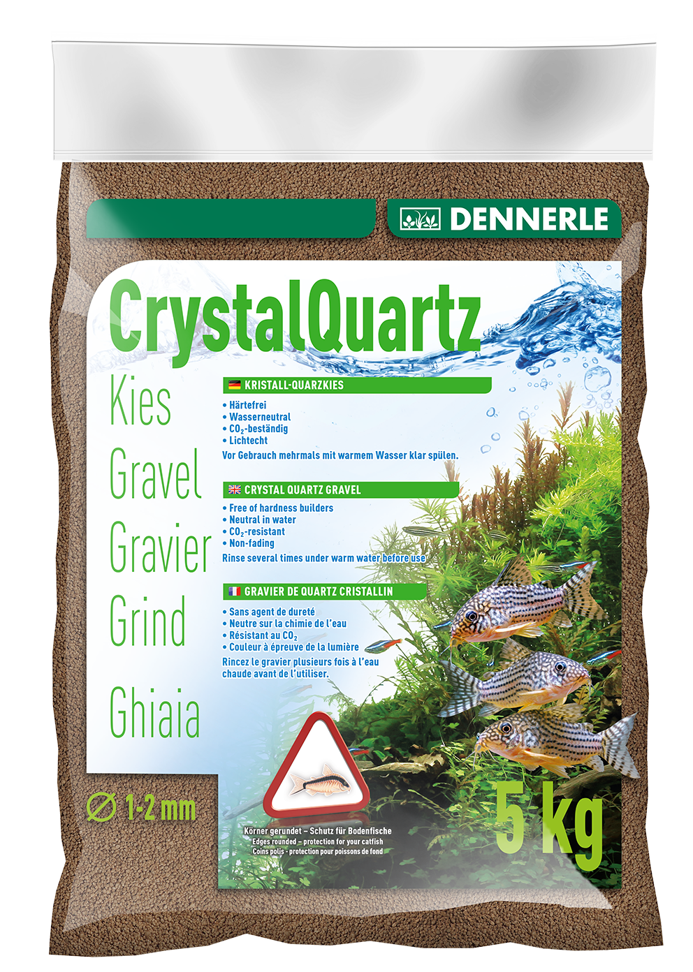 DENNERLE Bodengrund DENNERLE Kristall Quarzkies 5kg dunkelbraun