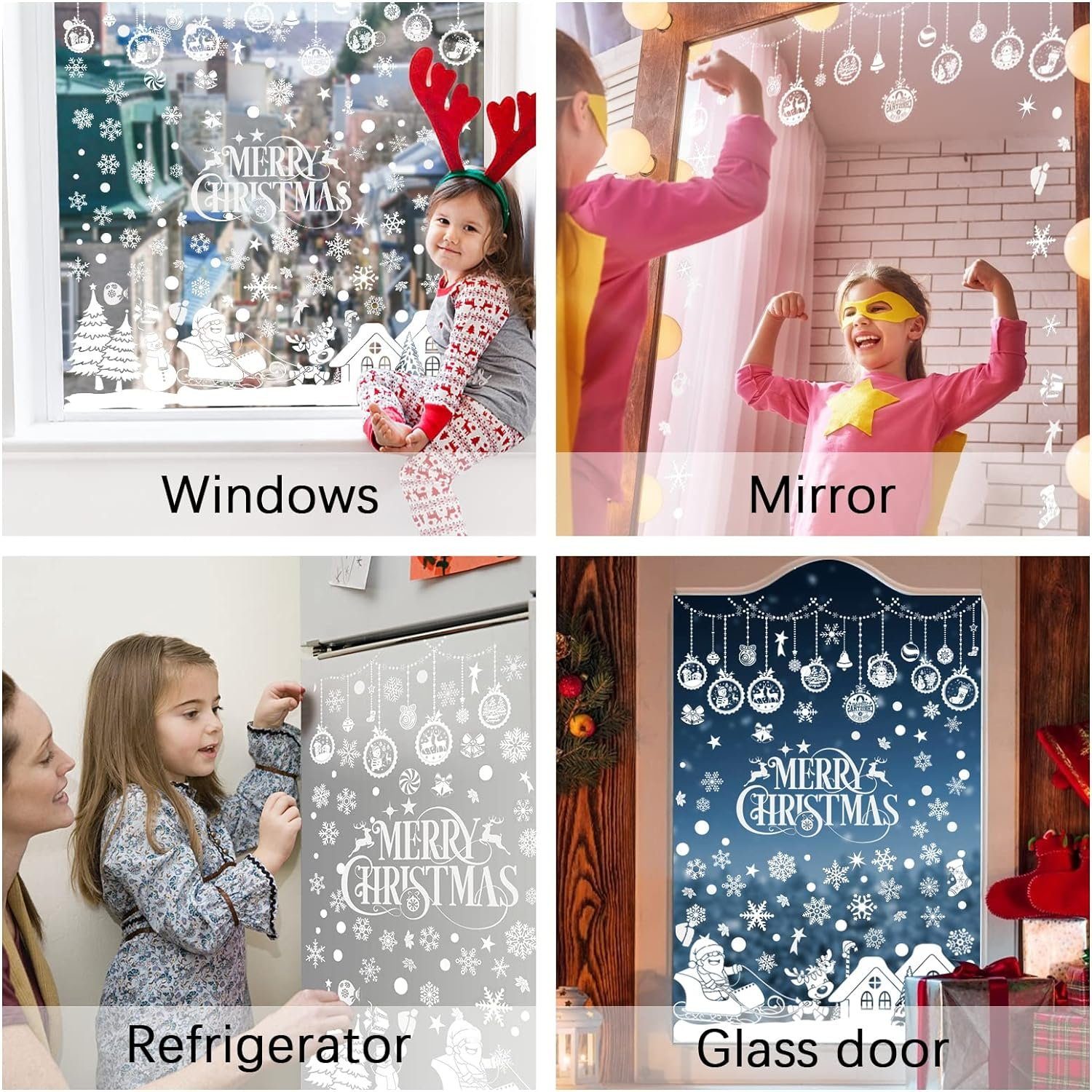 Fenstersticker Weihnachts-Fensterbilder Schneeflocken Fensterdeko, Fenstersticker, aikidio