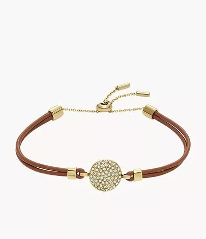 Fossil Komponentenarmband Sadie Glitz Disc Leder mittelbraun
