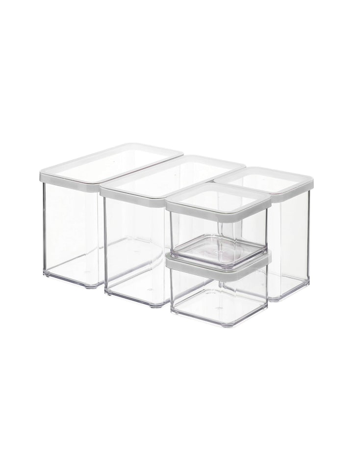 Rotho Loft 5er-Set Vorratsbehälter mit Deckel, Kunststoff  in Transparent / Weiß günstig kaufen onesize