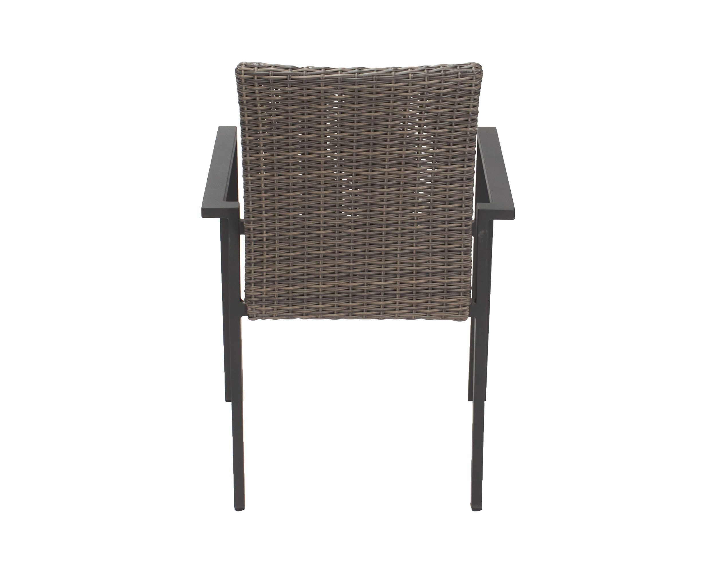 LC Garden Stapelstuhl LC Garden Komido Stapelstuhl omega braun 60x57x88cm stapelbarer Armlehnstuhl aus handgeflochtenem Polyrattan