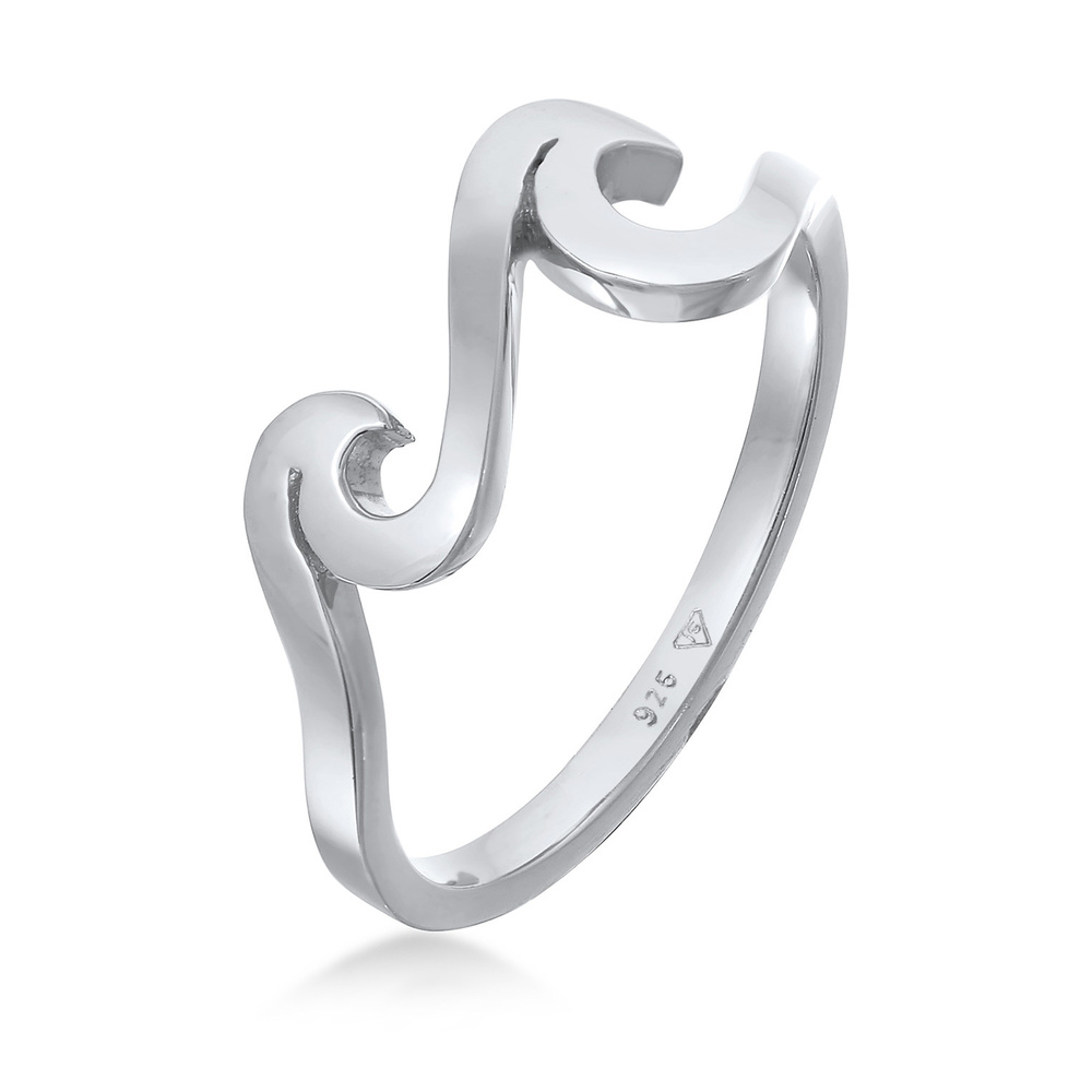 Elli Elli Bague Femmes Vagues Maritime Basique en Argent Sterling 925 Bague