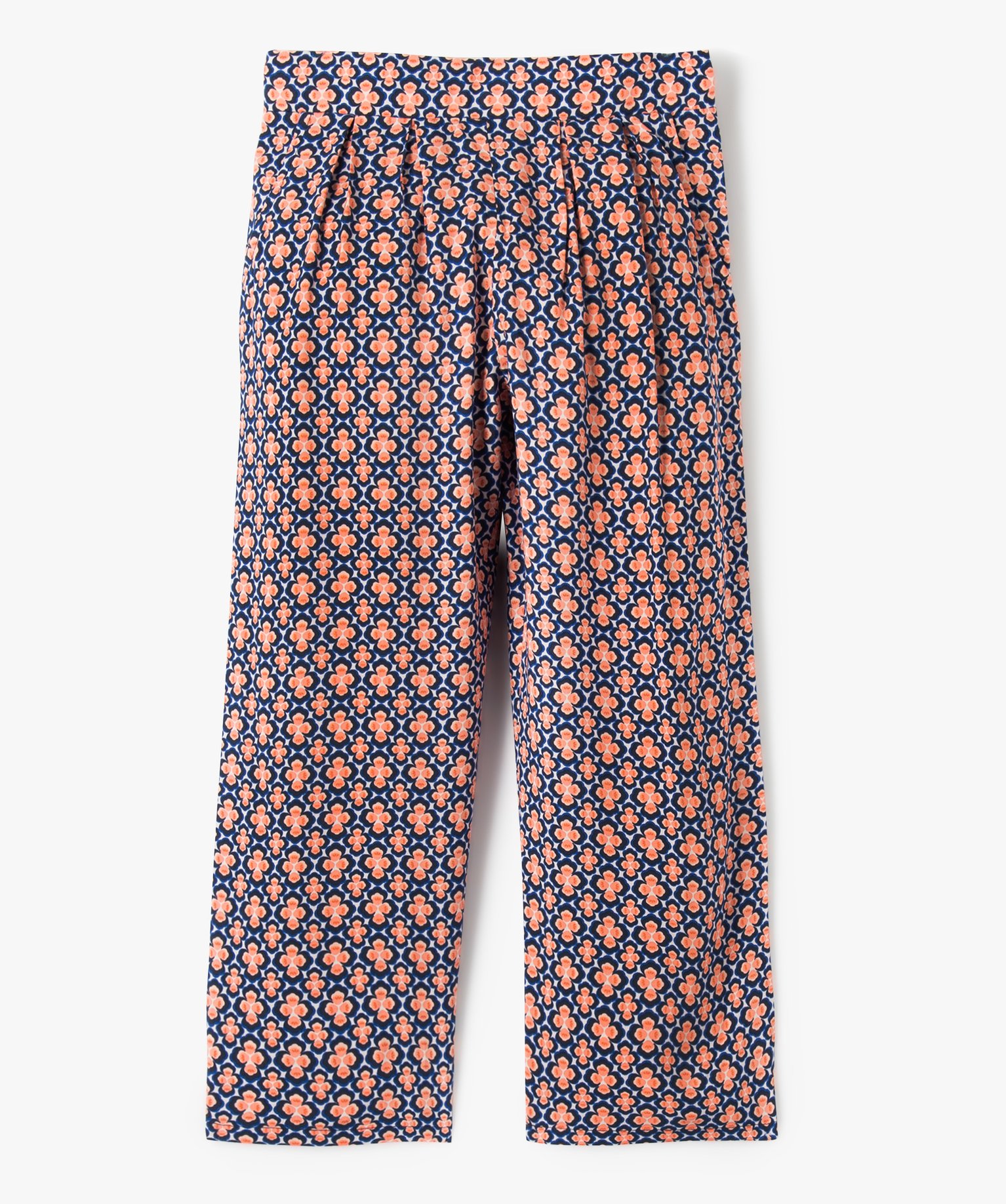 Pantalon fille large et fluide à motifs bleu | GEMO