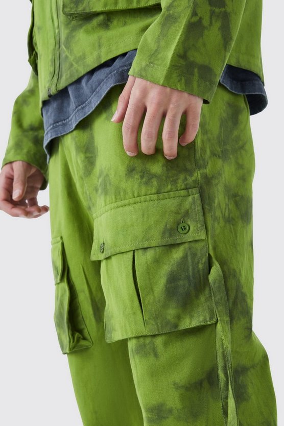 Twill Batik Cargo-Hose mit geradem Bein