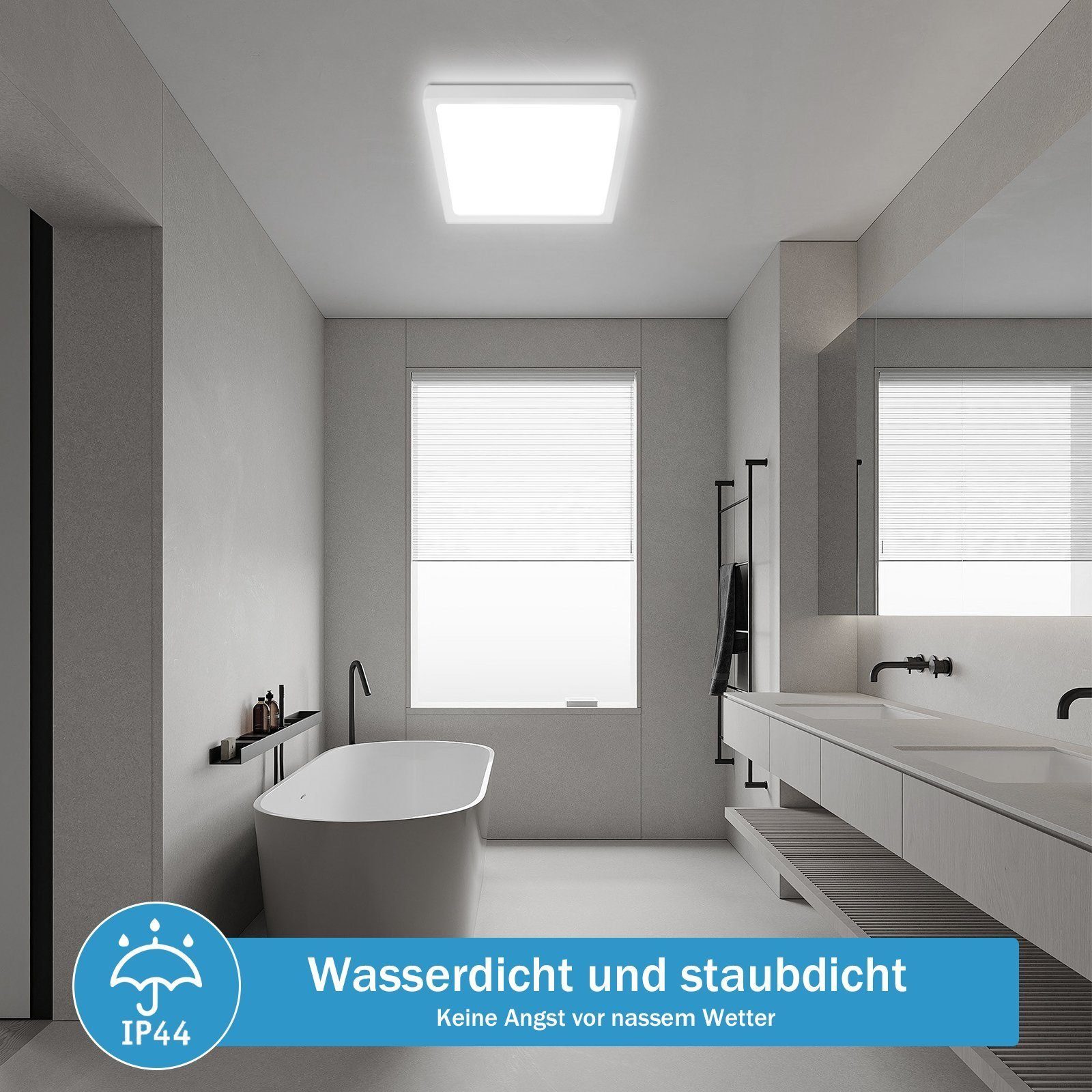 ZMH LED Deckenleuchte IP44 RGB Hintergrundleuchtung 28W Dünn Flach mit Fernbedienung, Dimmbar, LED fest integriert, warmweiß-kaltweiß, Quadratisch