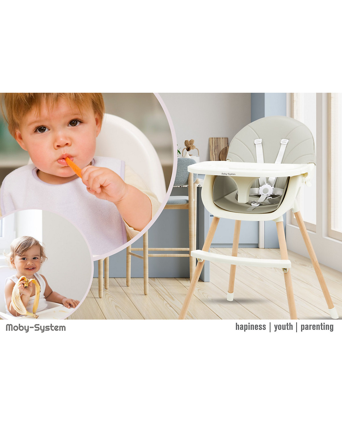 Kinder Hochstuhl Amelia, 3in1-Stuhl für Kinder