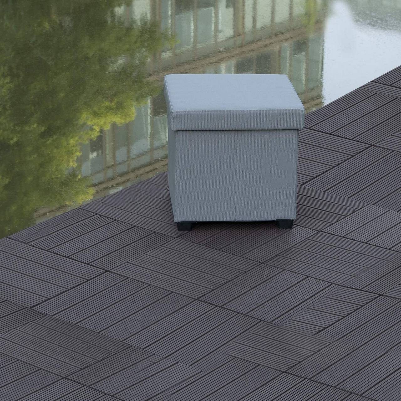 EUGAD WPC Terrassenplatte, 300x300, Anthrazit, 11 Stücke für 1m², wetterfest
