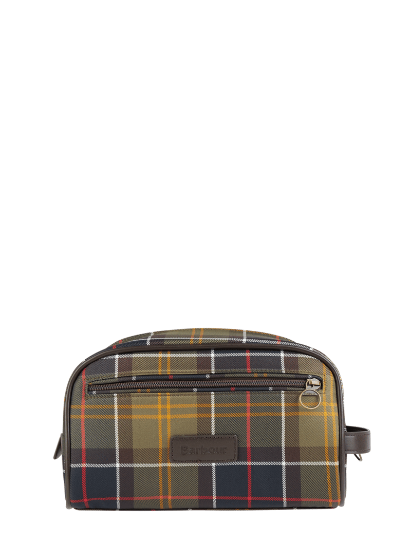 Kulturbeutel mit Tartan-Karo in grün