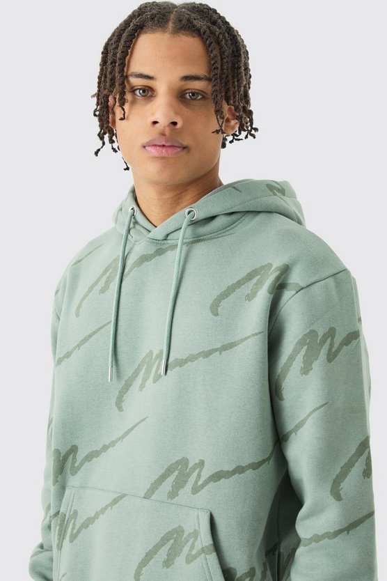Man Signature Hoodie mit Print