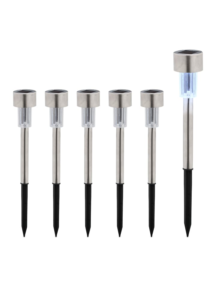 relaxdays 6 x Solarlampe in Silber/ Schwarz günstig kaufen onesize