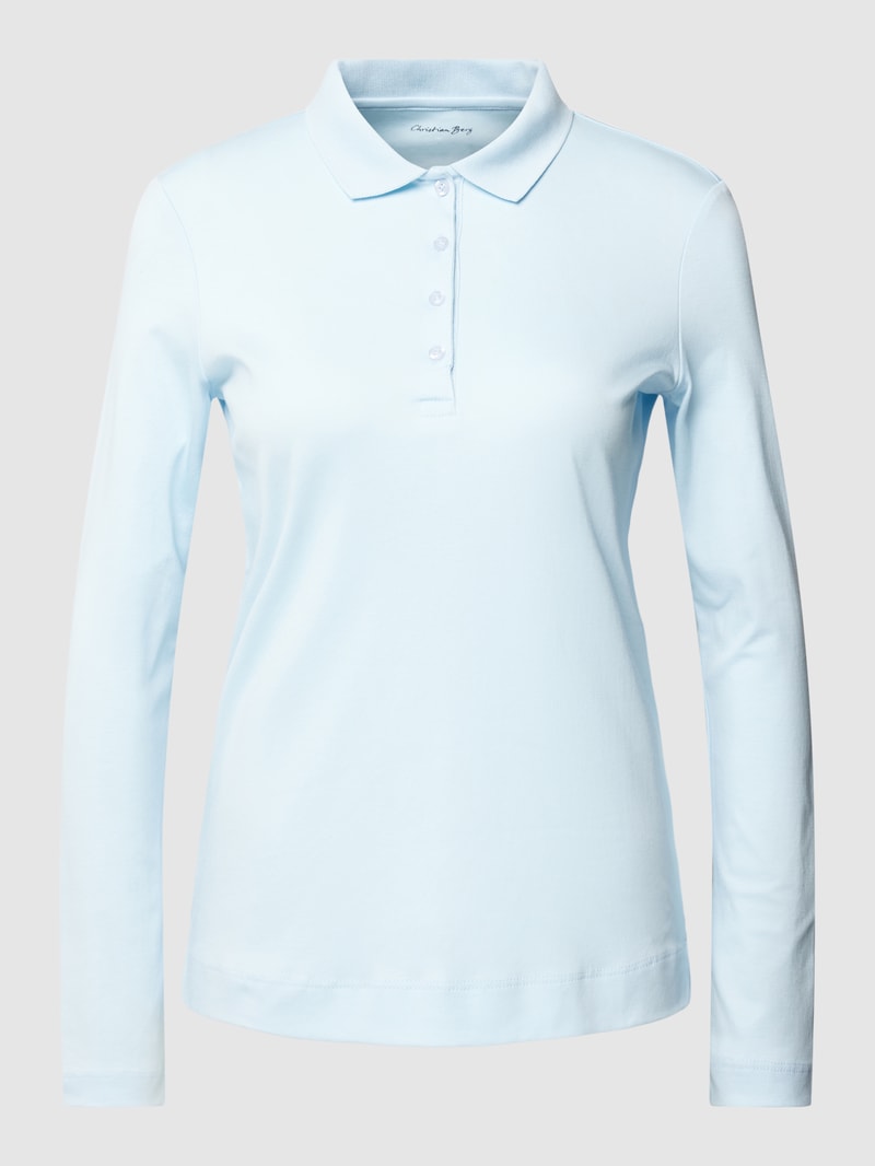 Longsleeve mit Polokragen in hellblau