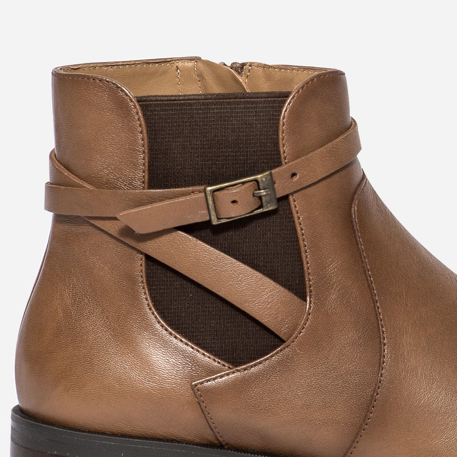 Chelsea Boots ERAM FLEX camel en cuir éco-conçu avec bride