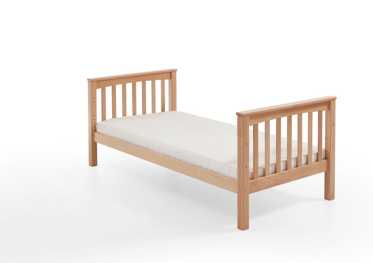 Relita Einzelbett Kick 90 x 200 cm Liegefläche mit Lattenrost, Buche massiv natur lackiert