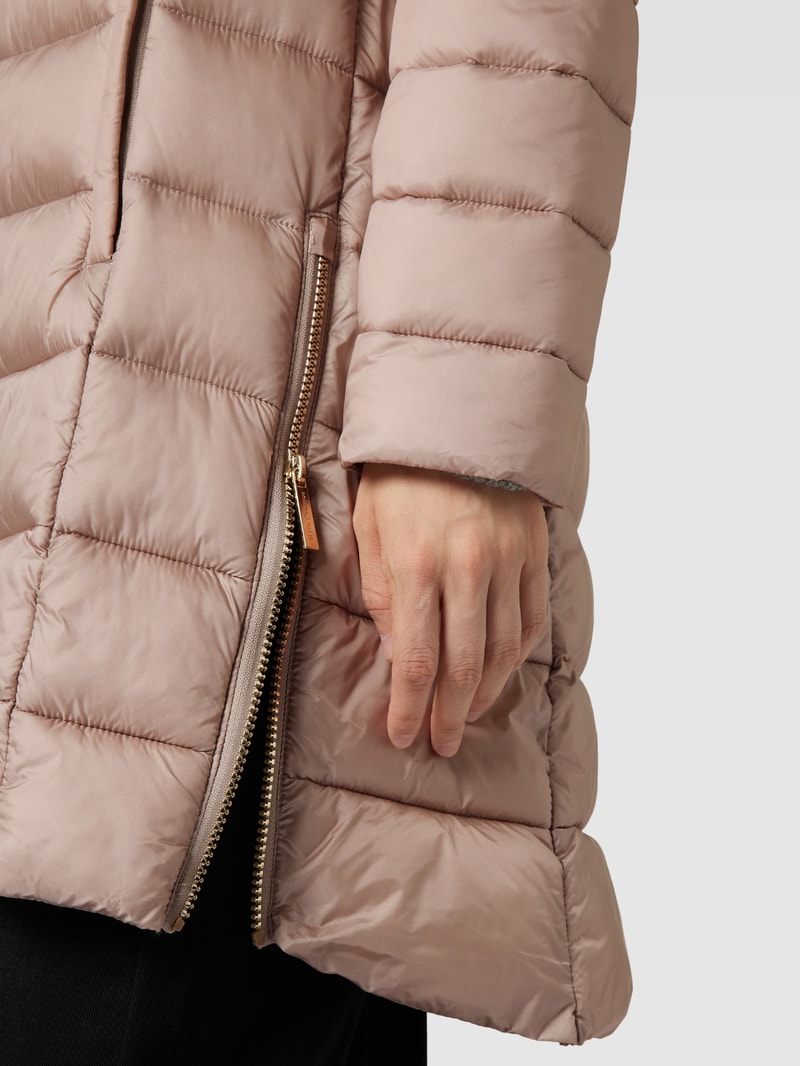 Steppjacke mit Kapuze Modell 'LONG LINE' in beige