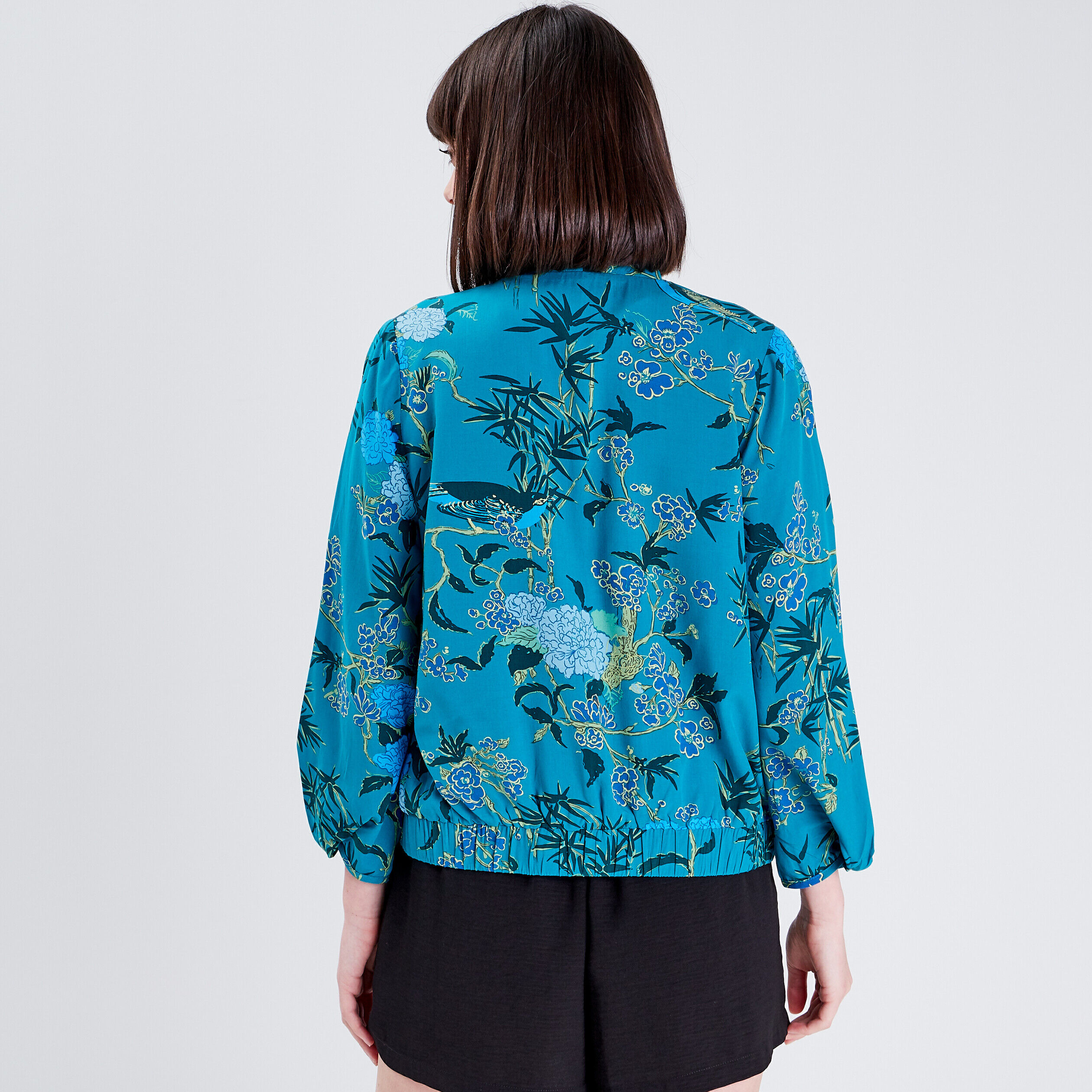 Veste droite manches 3/4 bleu femme | Cache Cache