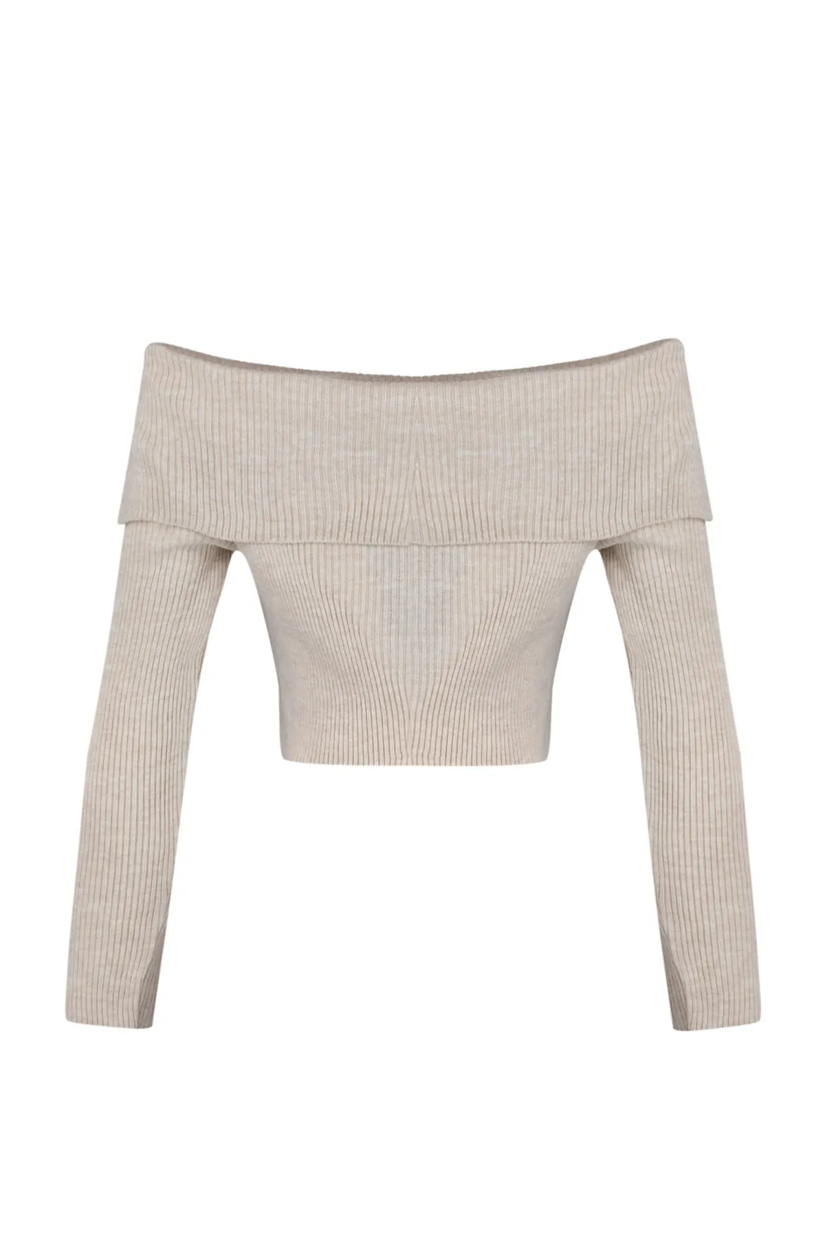 Trendyol Collection  Stone Crop Carmen Kragen Strickpullover TWOAW22KZ1897