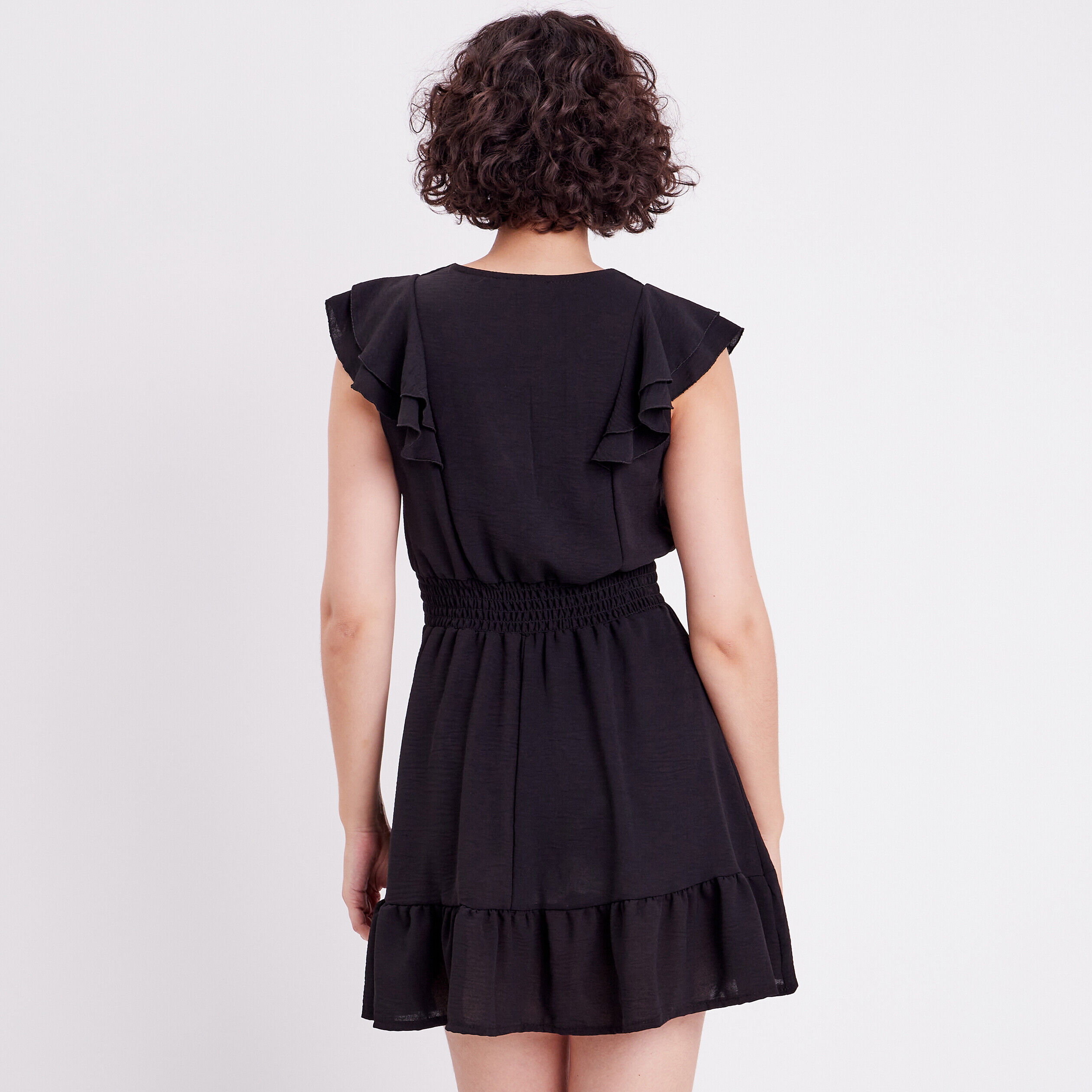 Robe évasée avec volants noir femme | Cache Cache