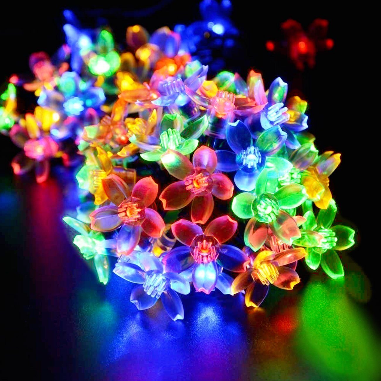 Salcar LED Solarleuchte 5m Solar-Lichterkette Garten mit 20 Kirschblüten