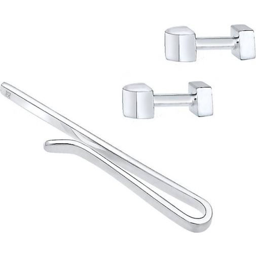 KUZZOI Schmuckset Krawattennadel Manschettenknöpfe Basic 925 Silber