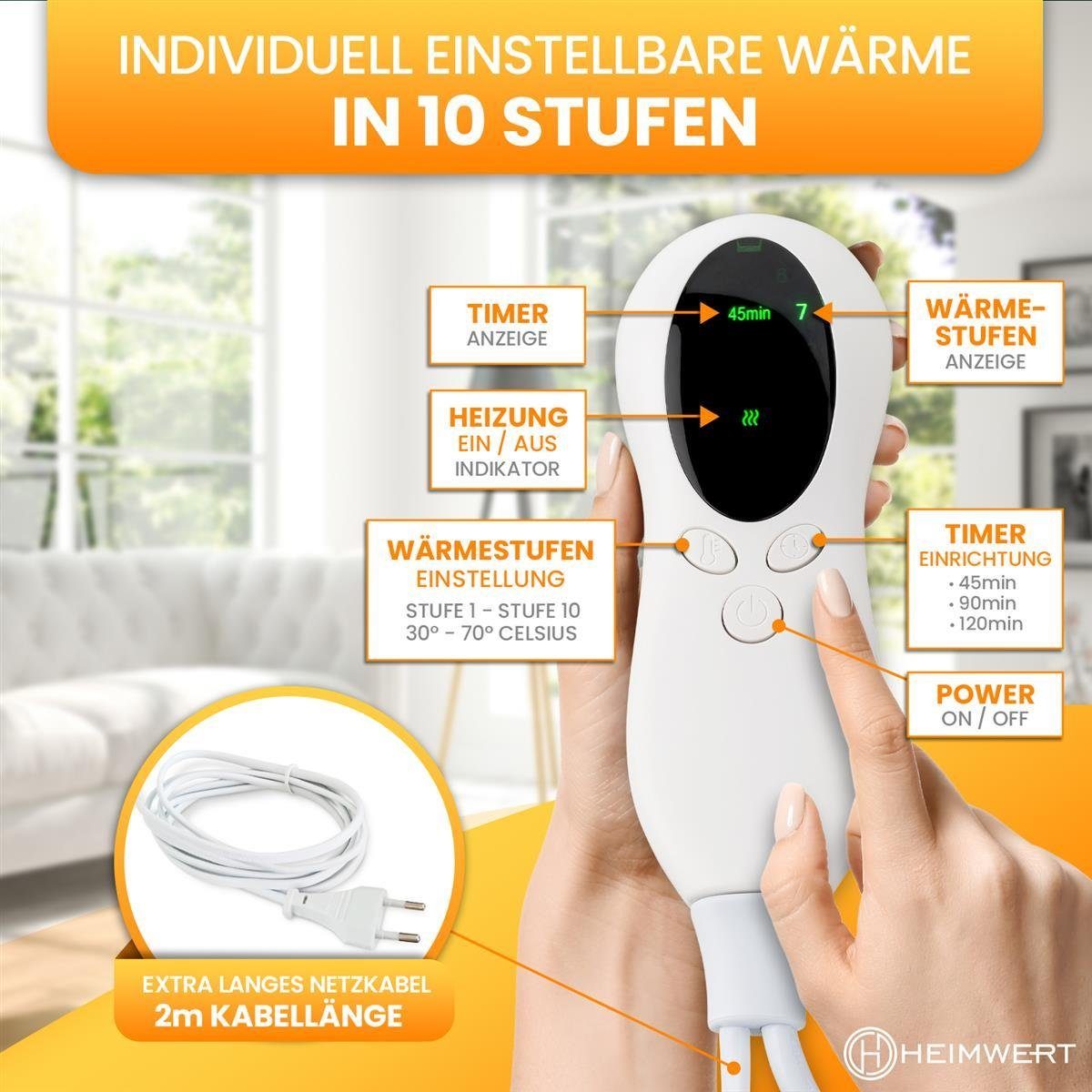 HEIMWERT Heizkissen Wärme-, Heizkissen mit Abschaltautomatik
