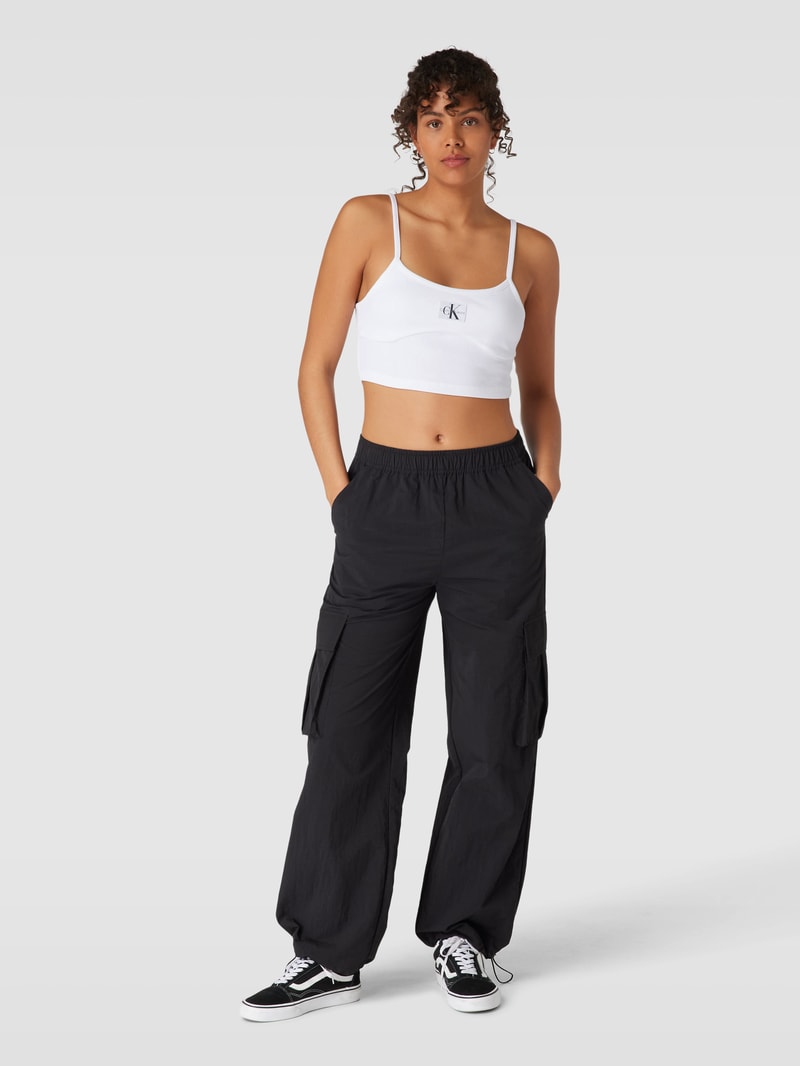Bralette-Top mit Label-Patch in weiss