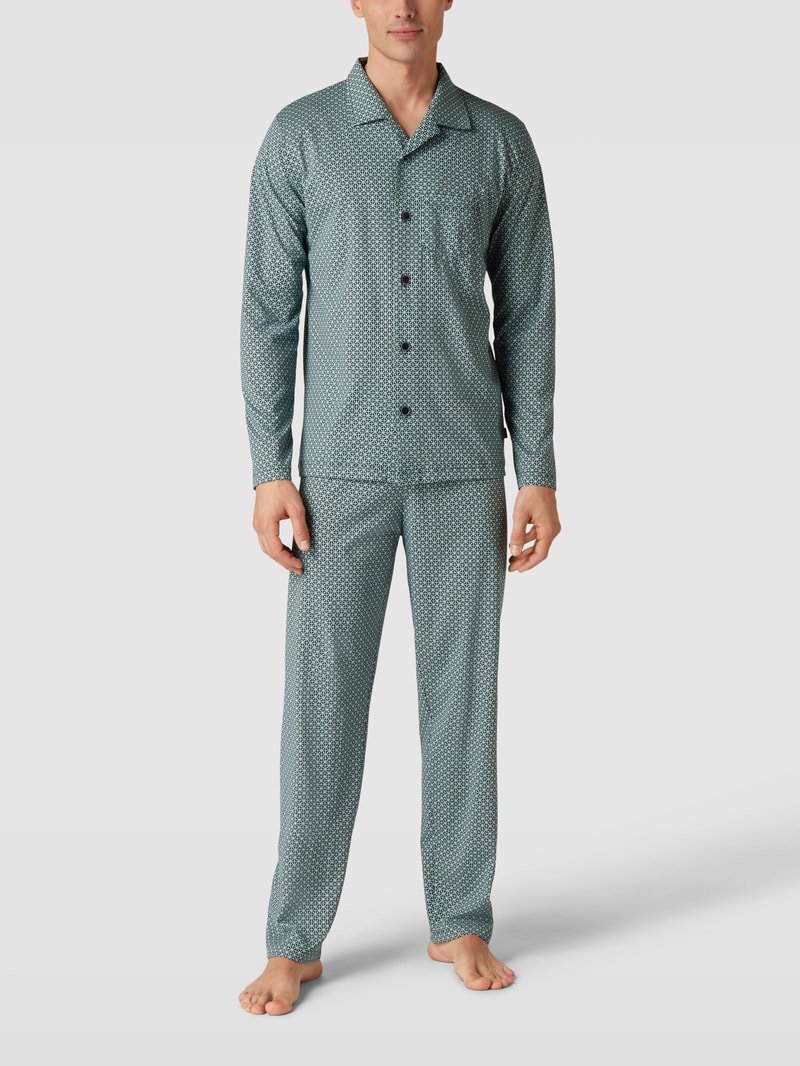 Pyjama mit Allover-Muster in dunkelgrün