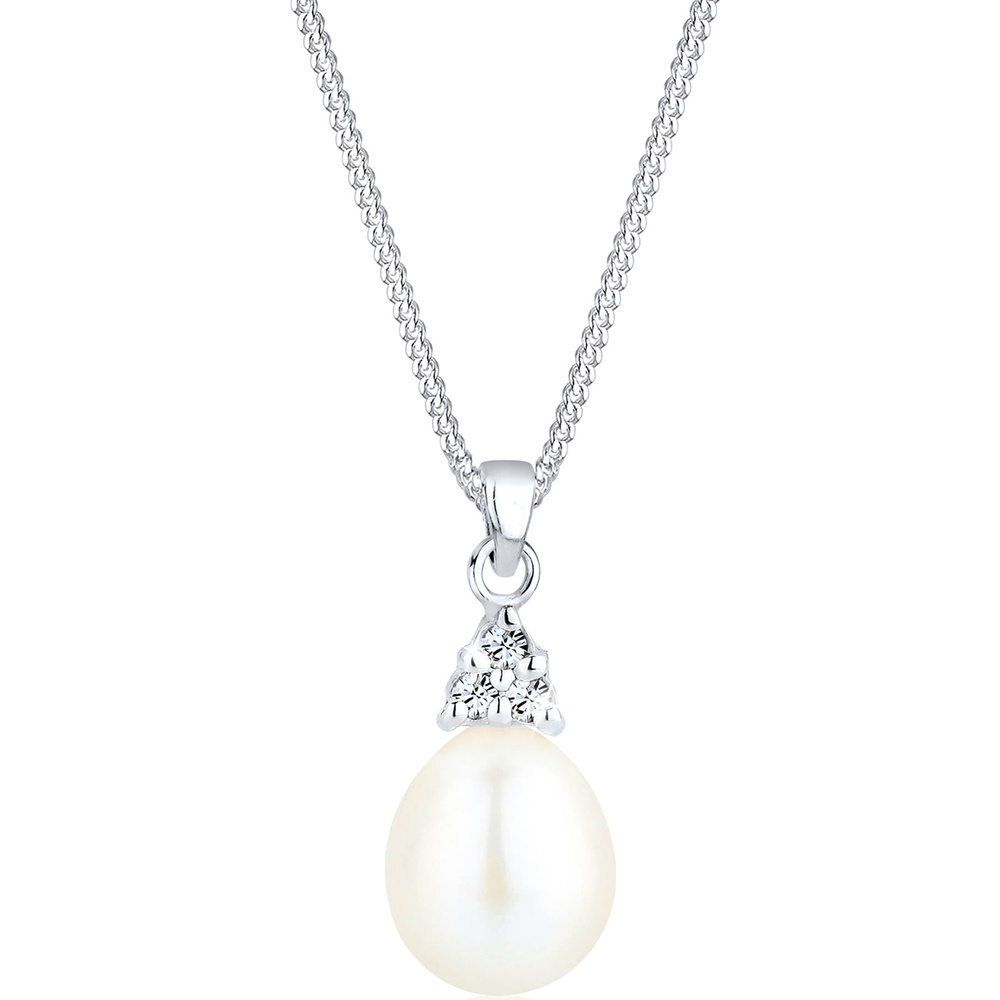 Elli Elli Collier Perle d'Eau Douce Cristal Collier Femme  (925/1000) Argent collier