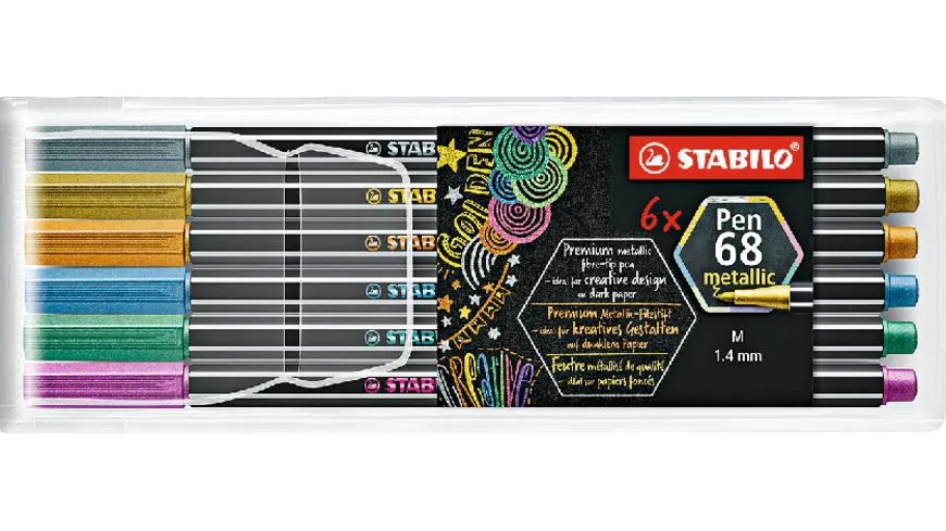 STABILO® Premium Metallic-Filzstift - STABILO Pen 68 metallic - 6er Pack - mit 6 verschiedenen Metallic-Farben sortiert