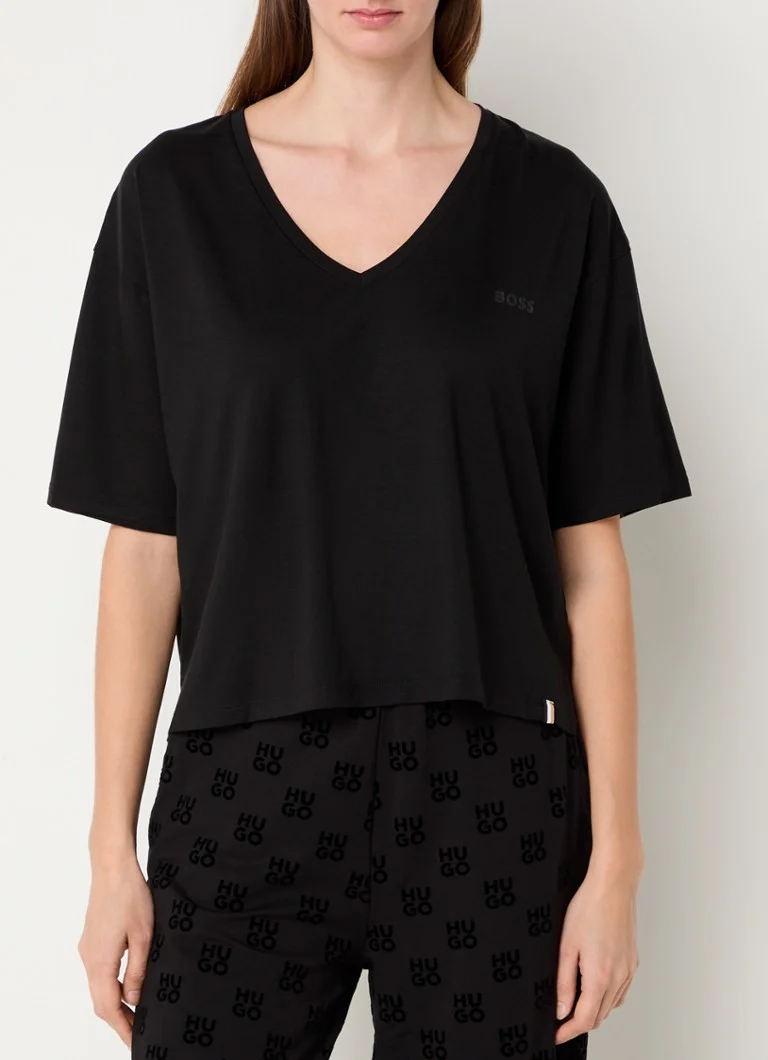 Top de pijama din lyocell cu logo HUGO BOSS