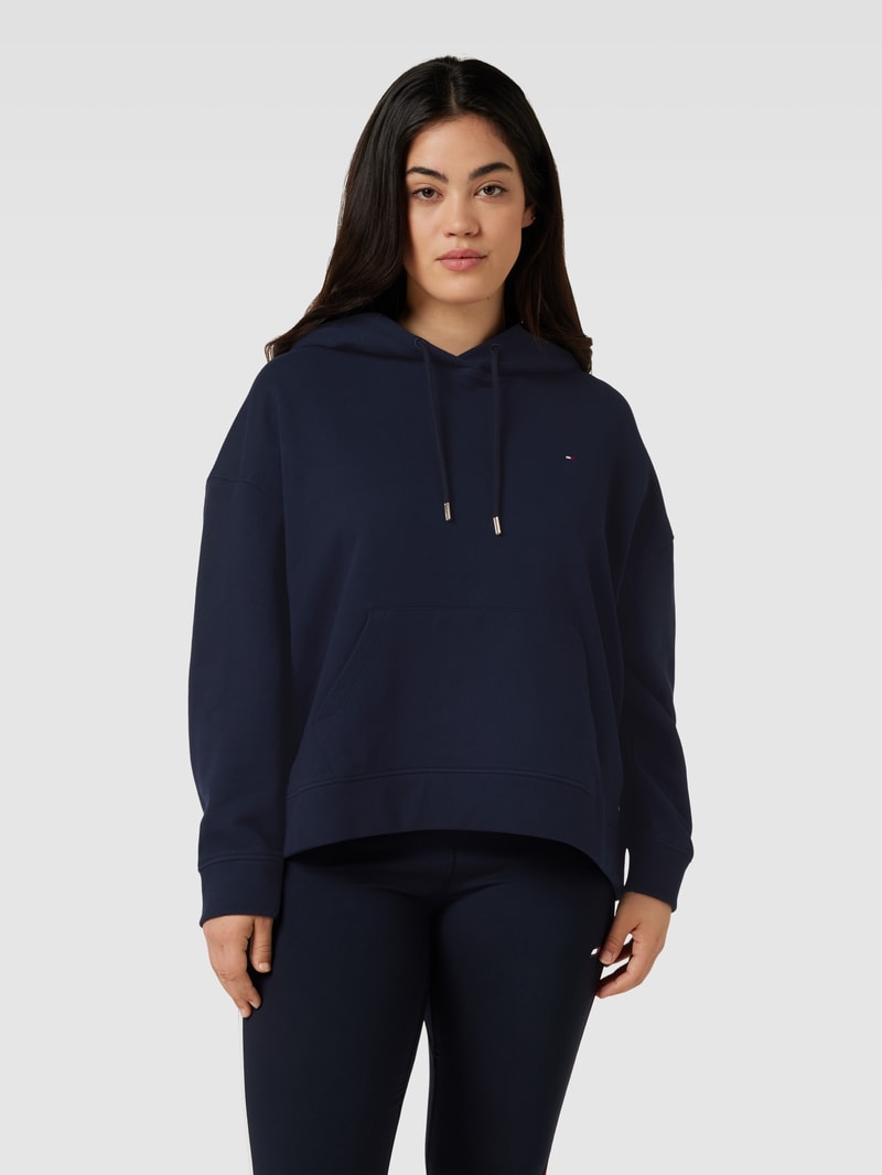 PLUS SIZE Hoodie mit Label-Stitching in marineblau