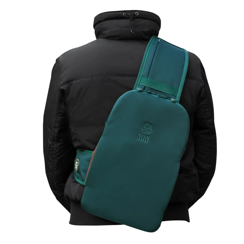 Snugbud Classic grün/brauner Rucksack mit Wärmflasche