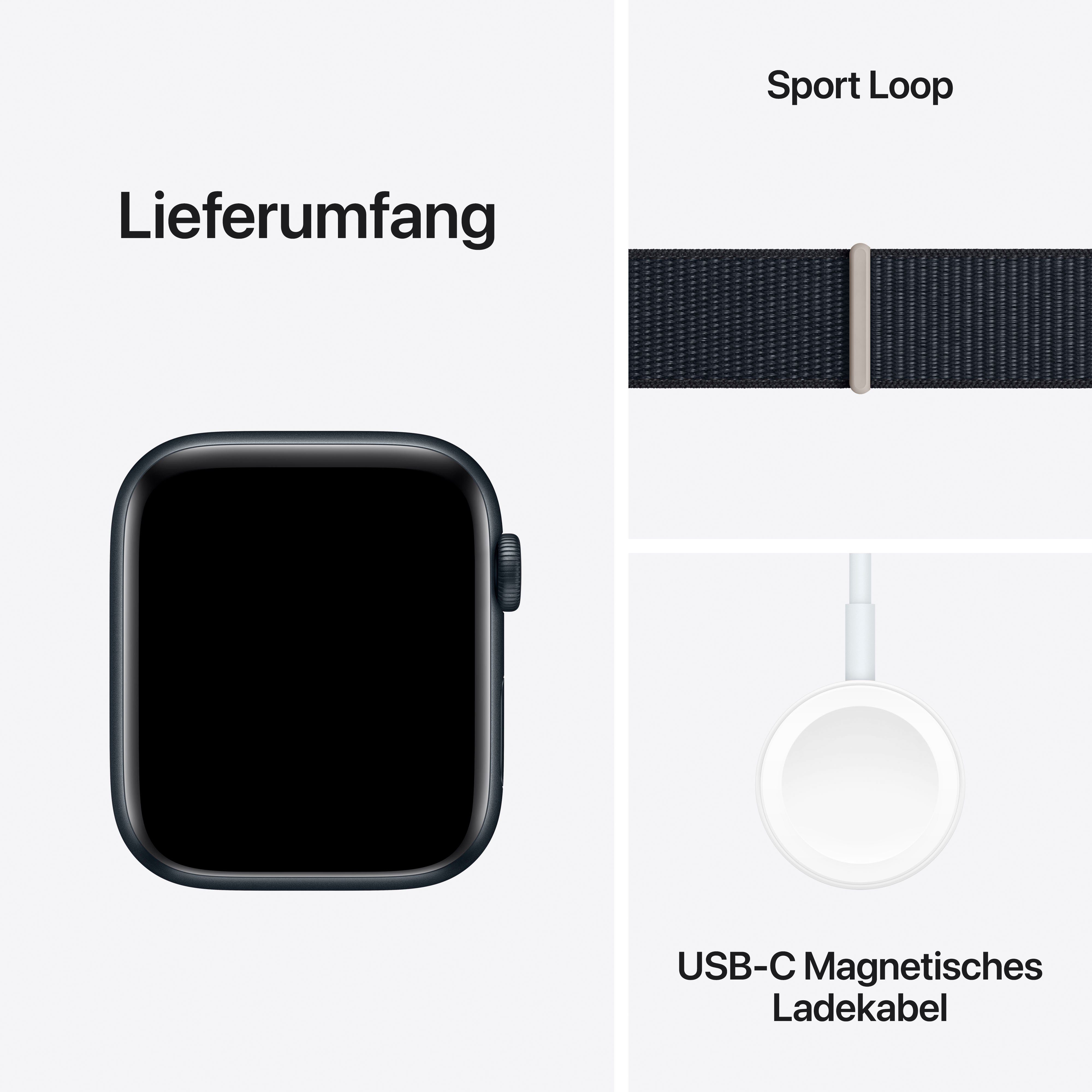 Apple Watch SE GPS Aluminium 44 mm + Cellular Smartwatch (4,4 cm/1,73 Zoll, Watch OS 10), Sport Loop
