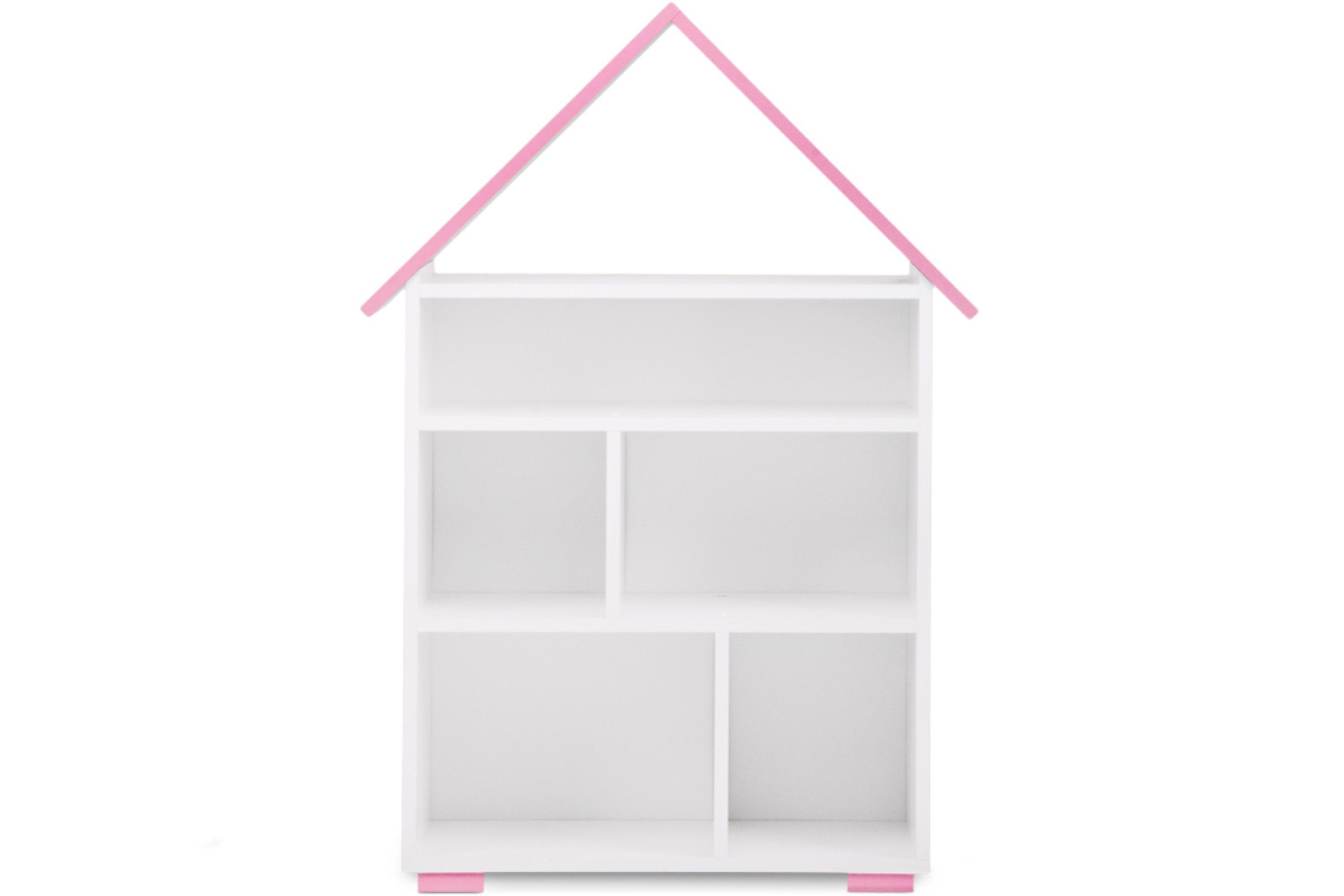 Konsimo Kinderregal PABIS Kinder Bücherregal Hausform, geräumig, in Pastellfarben, ABS-Kanten