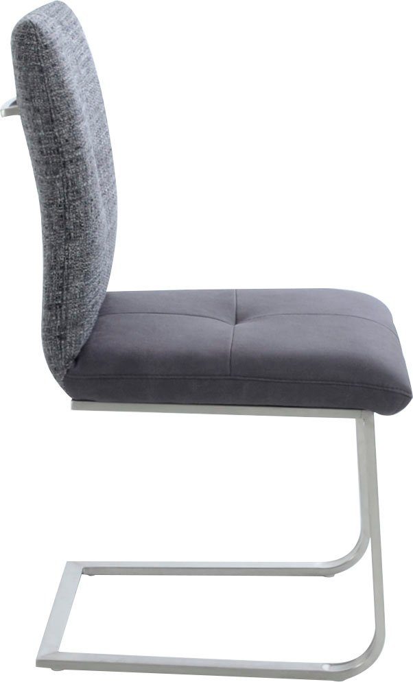 K+W Komfort & Wohnen Freischwinger Giacomo II (Set, 2 St), mit Metallgriff am Rücken, Sitz und Rücken gesteppt in Materialmix
