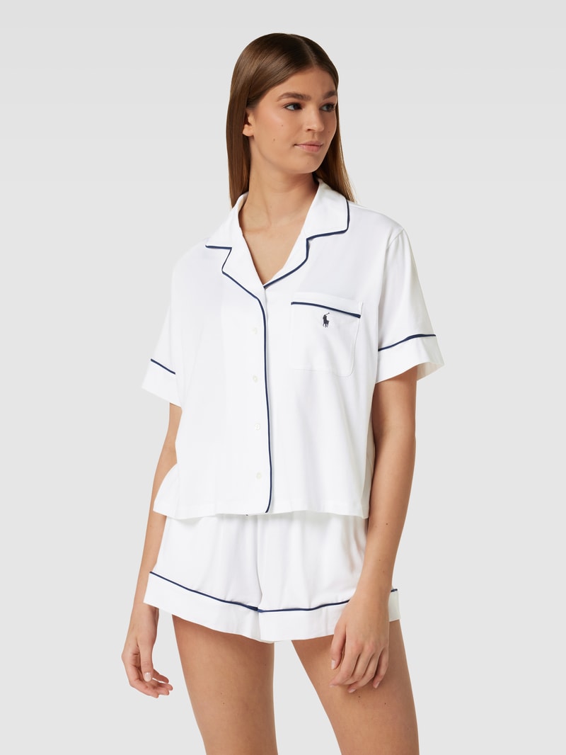 Pyjama mit Label-Stitching in weiß