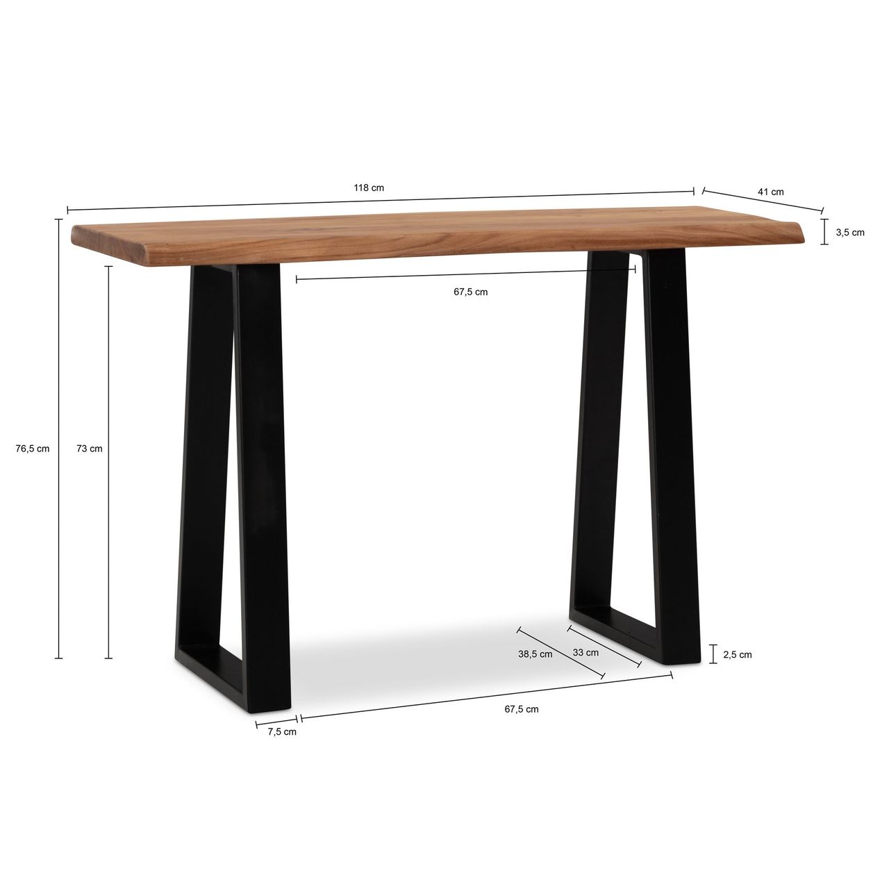 Wohnling Schreibtisch 118 cm Akazie Massivholz Bürotisch Laptoptisch Baumkante