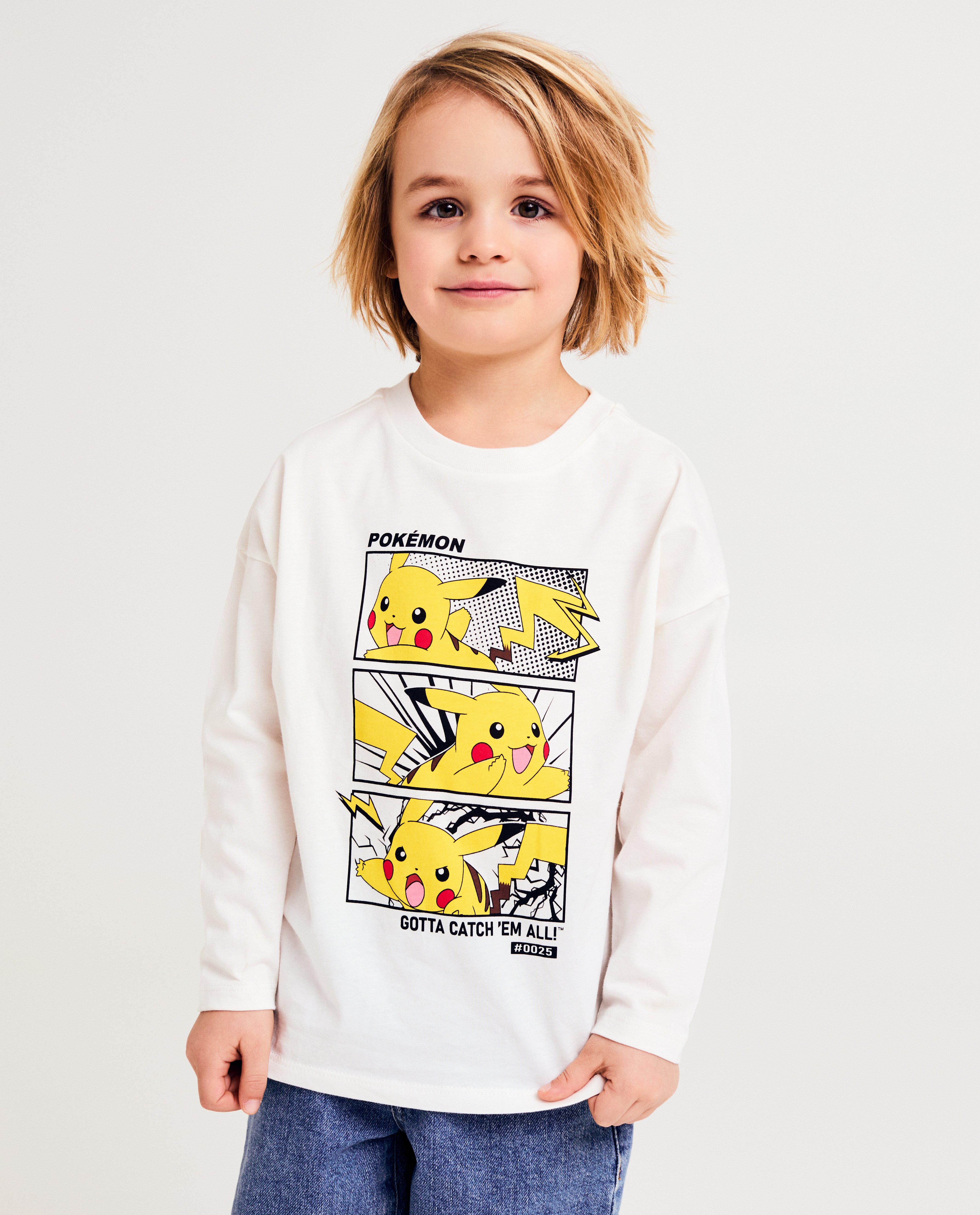 Pokémon hosszú ujjú póló Pikachu mintával, fehér