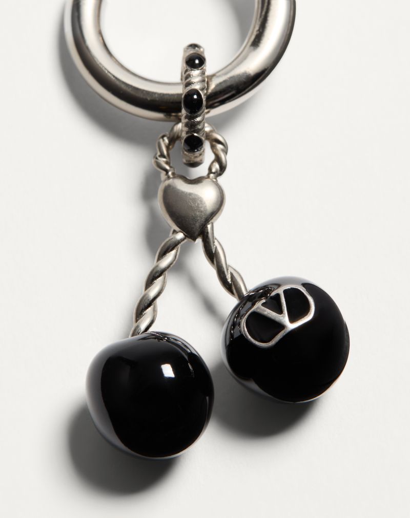 Brinco único Chez Valentino em metal e esmalte