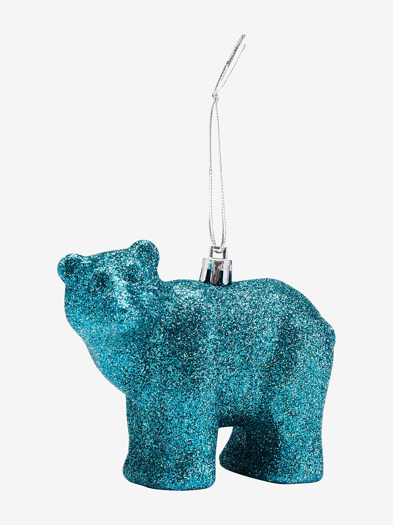 Lot de 3 décorations de Noël Ours pailletés vert